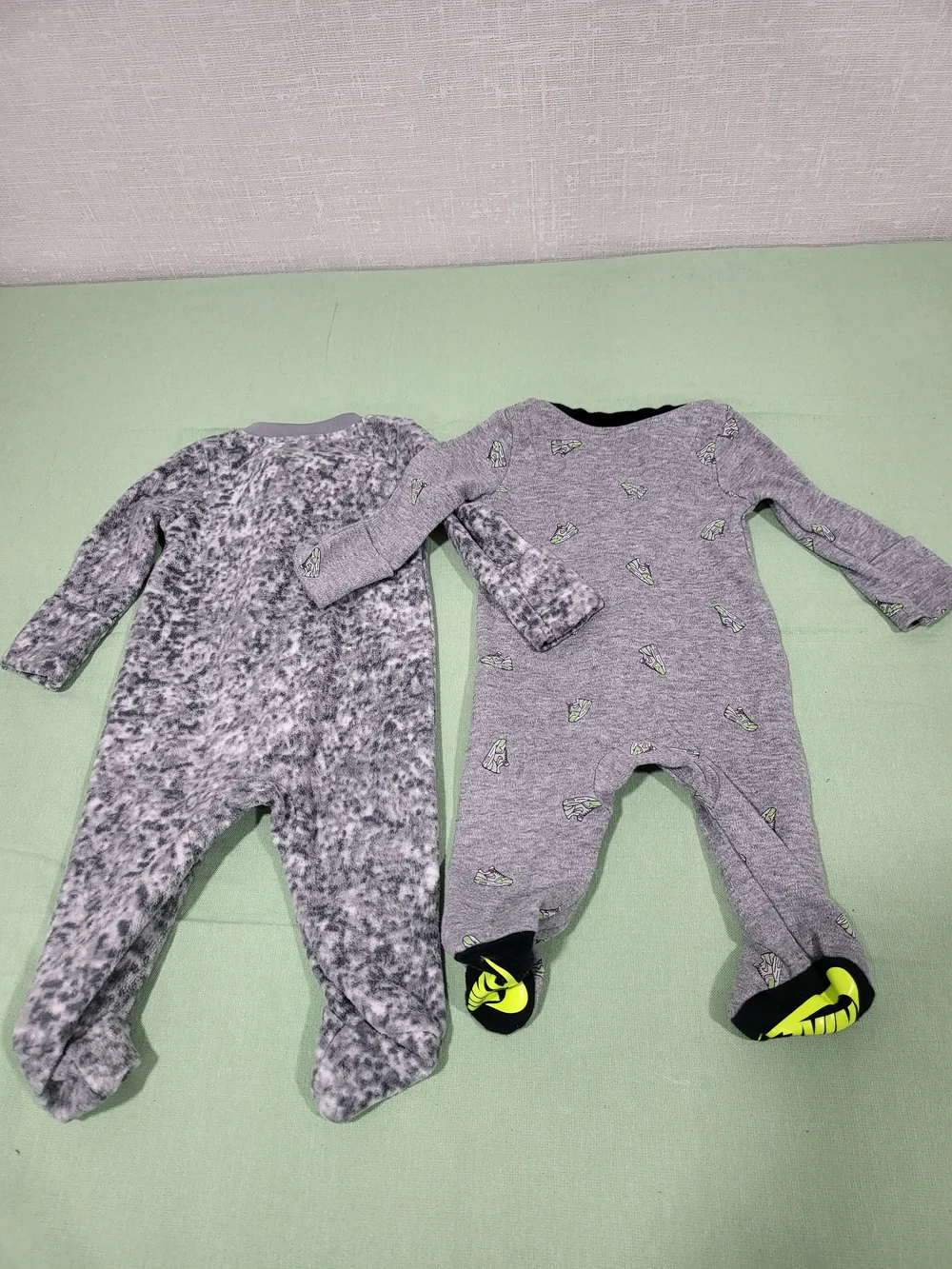 Nike Grey Baby One-Piece Footed Sleepers - 2-Pack